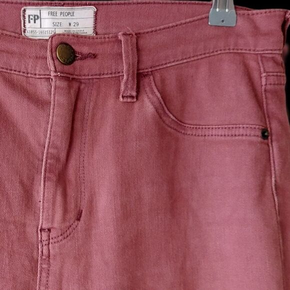 Free People Burgandy Colored Denim Mid-rise 29 - Picture 3 of 5